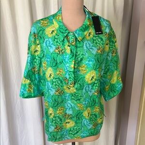 Vibrant Green Floral BlouseThe kit boxy shirt nwt xl cruise beach